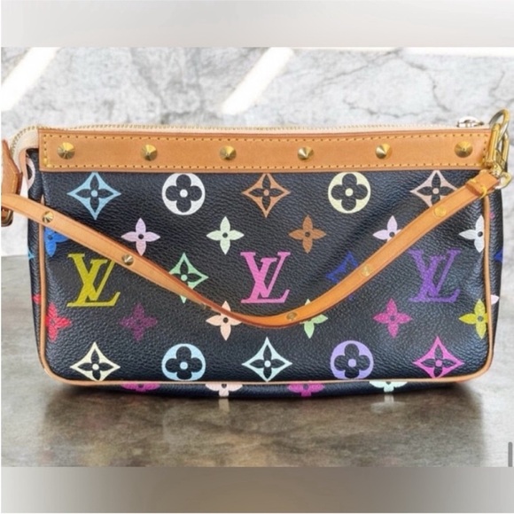 Louis Vuitton x Takashi Murakami Authentic Multicolor Pochette Accessories Bag - Picture 1 of 8